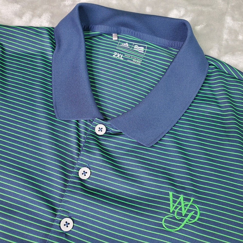Adidas Whispering Pines Golf Club Polo Shirt Men's Size XXL Striped Green Blue